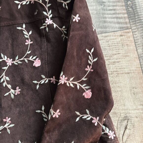 IN SUEDE Leather/Embroidery Jacket- size Small‎ - Picture 7 of 12
